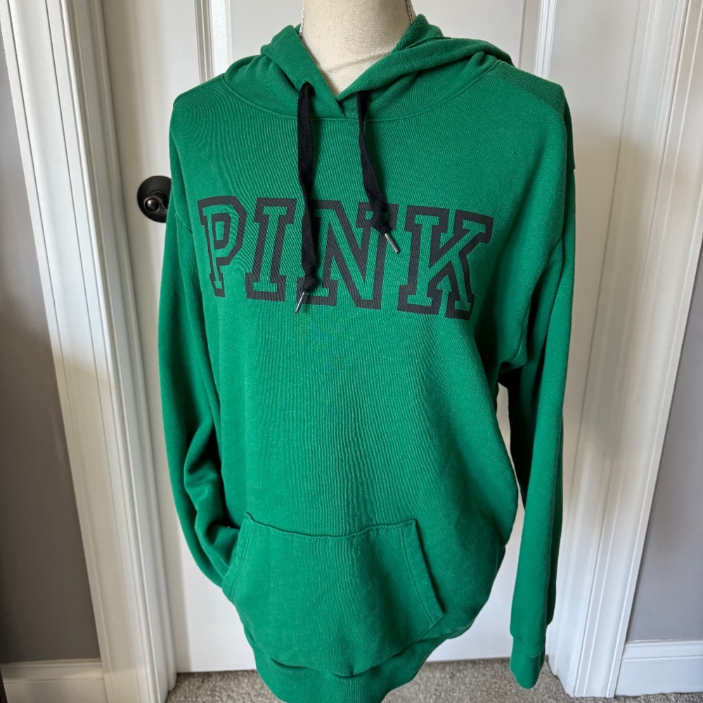 Victorias Secret PINK Med Perfect Hoodie Oversized Emerald Green Hooded Cozy